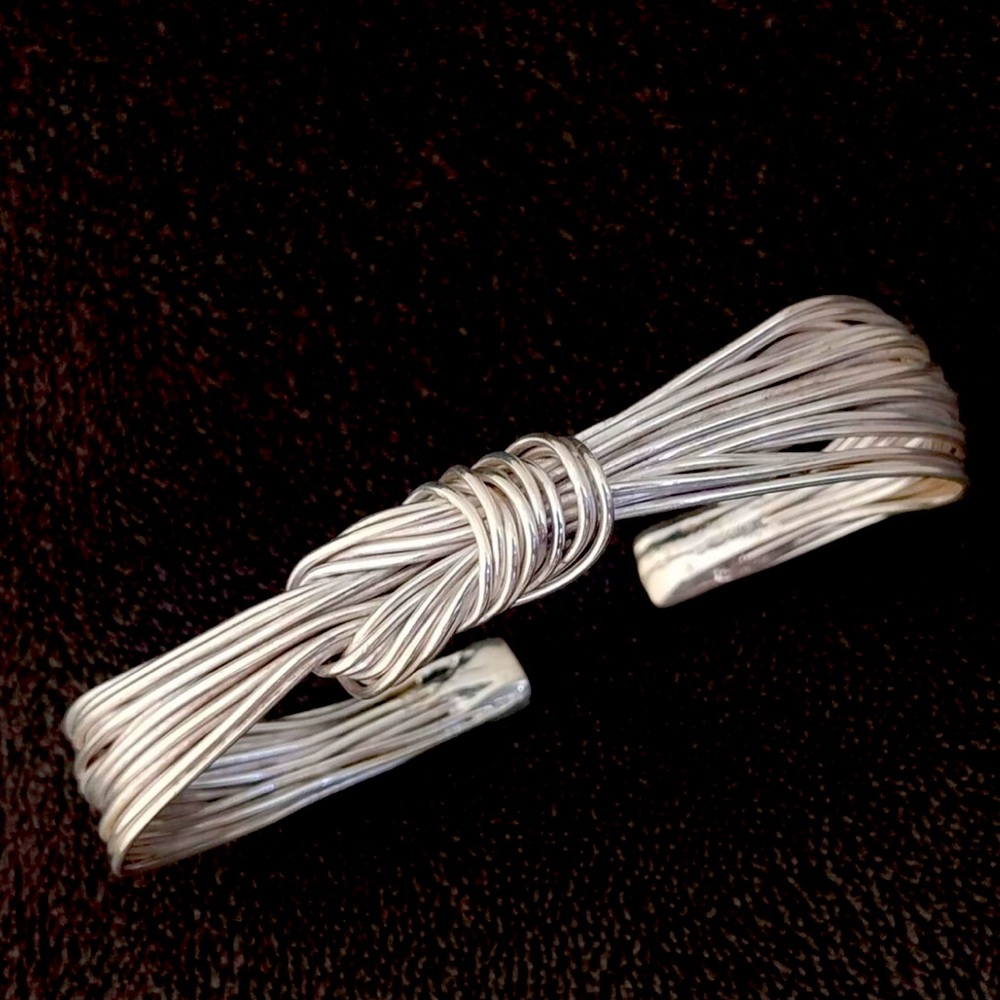 Sterling Silver Wired Knot Cuff Bracelet Adjustable NEW